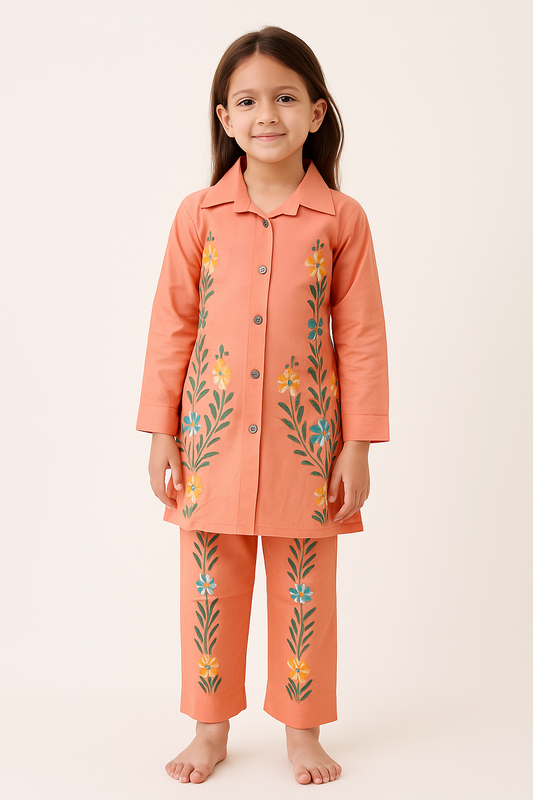 Cotton Printed Cord set 1043 Peach