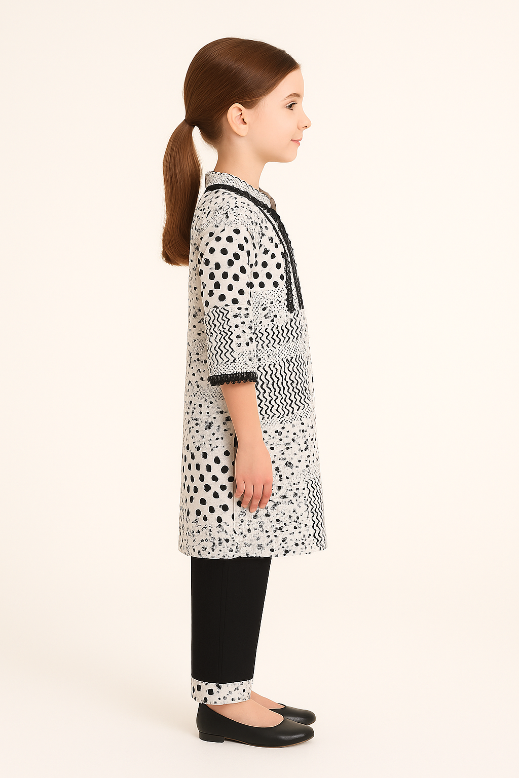 Cotton Printed Kurti set 1045 Black and White