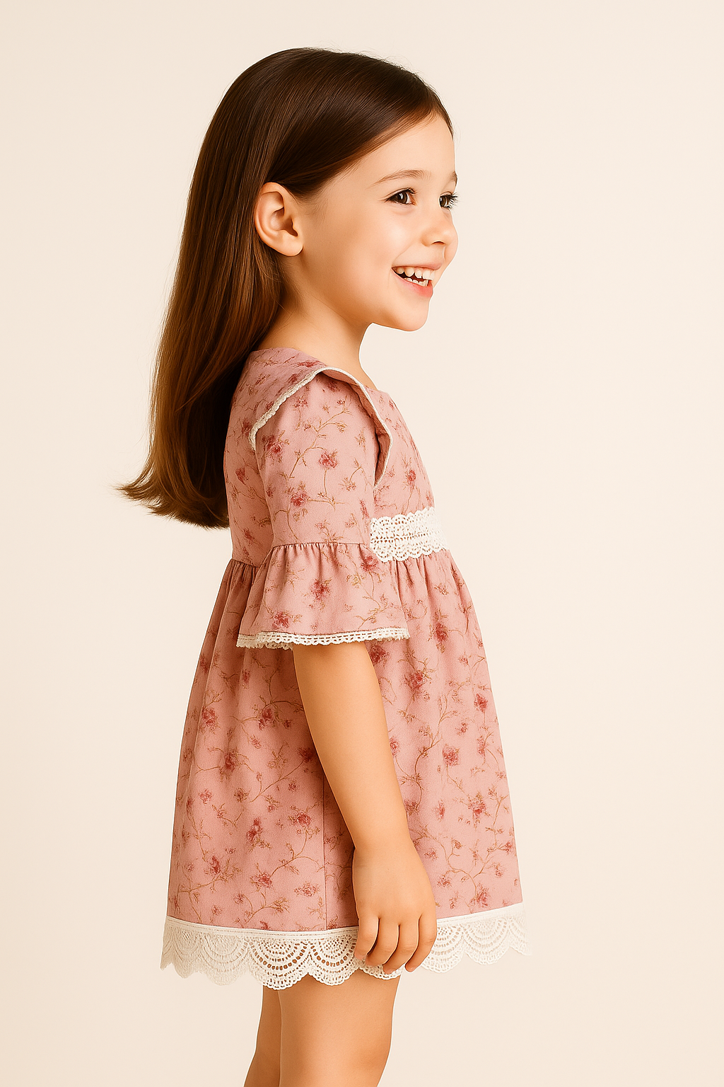 Cotton Printed Frock 1021 Pink