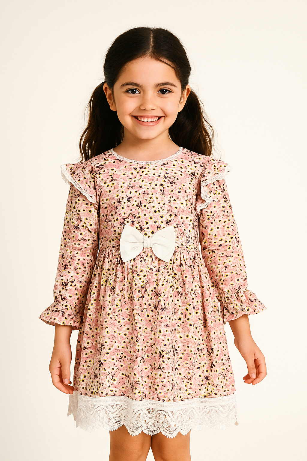 Cotton Printed Frock 1022 Pink