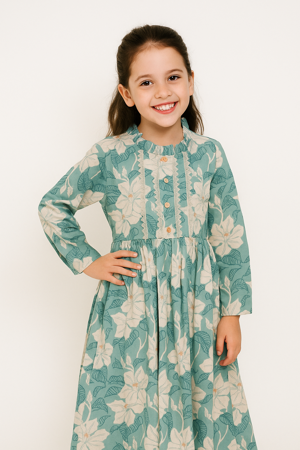 Cotton Printed Frock 1027 Green