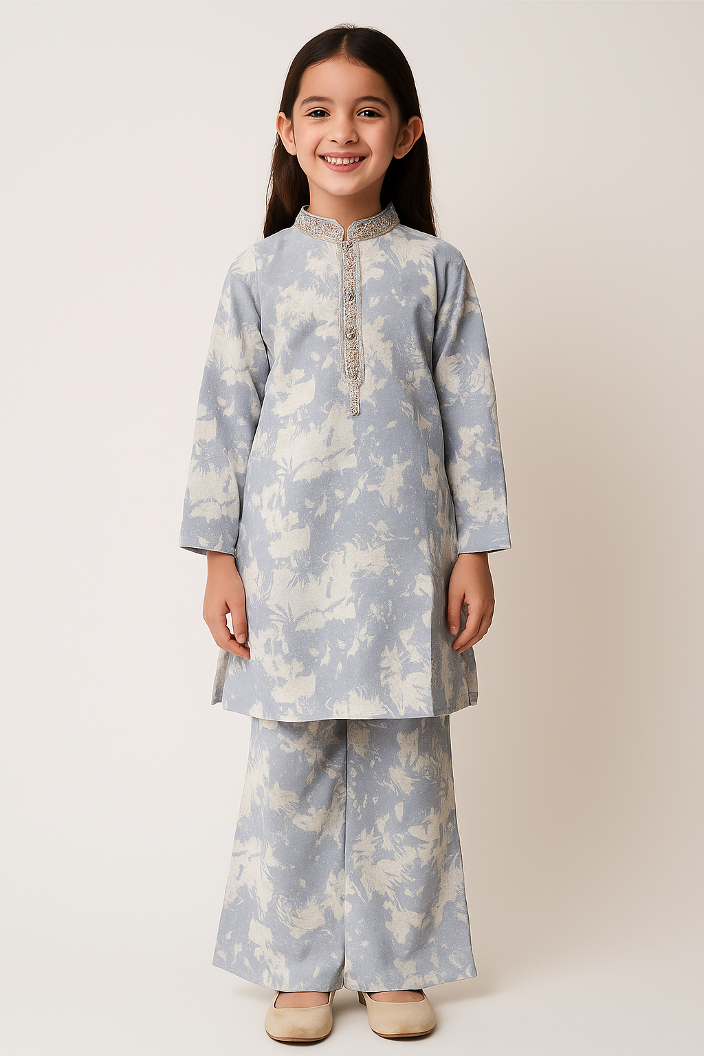 Cotton Tie Dye Kurta Set 1063 Blue And White