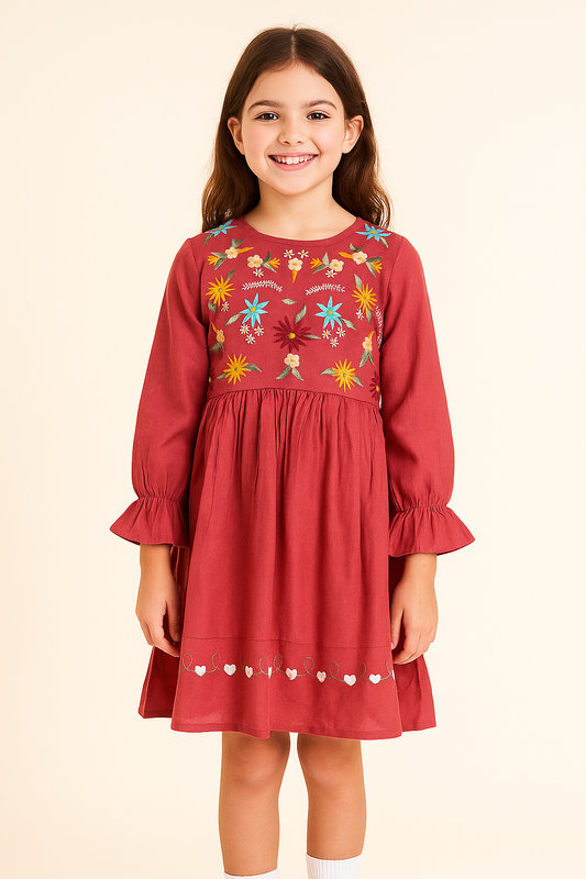 Cotton Embroidery Frock 1038 Gajri