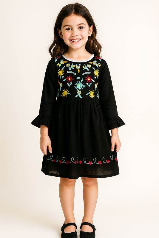 Cotton Embroidery Frock 1039 Black