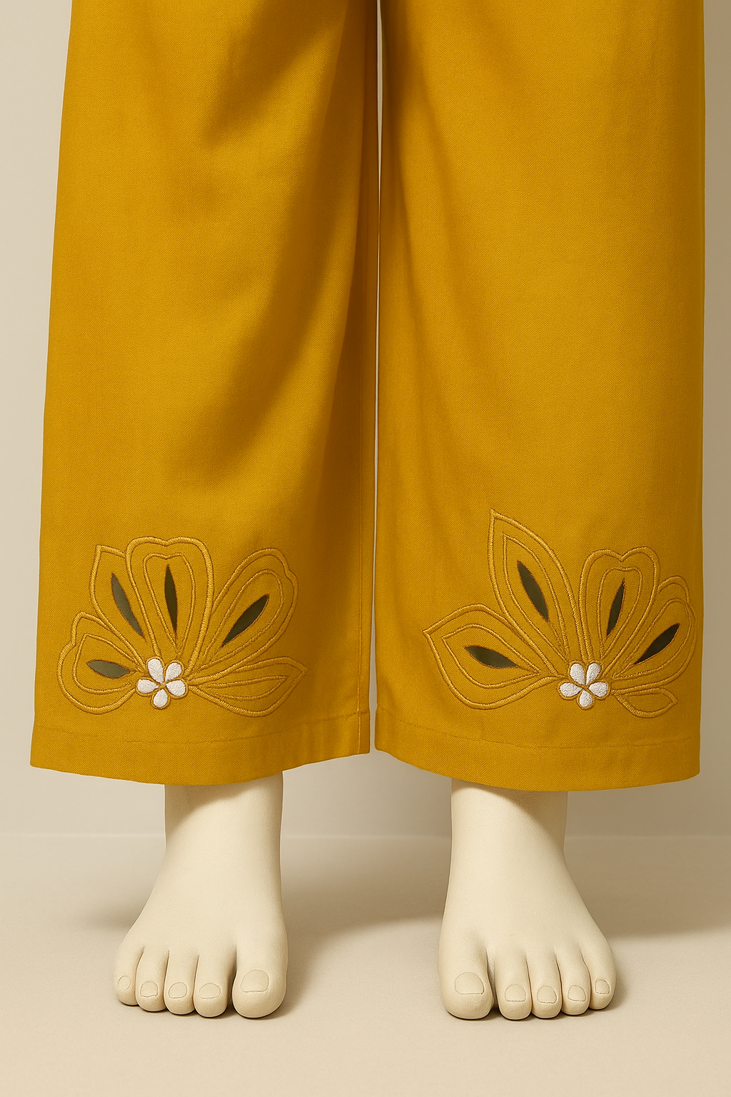 Cotton Embroidery Kurti Set 1076 Mustard
