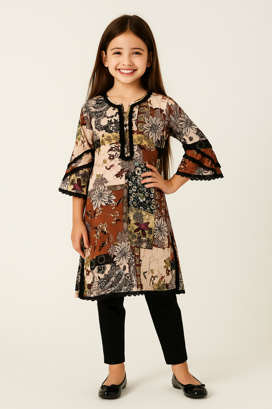 Cotton Printed Kurti Set 1083 Multi Colour