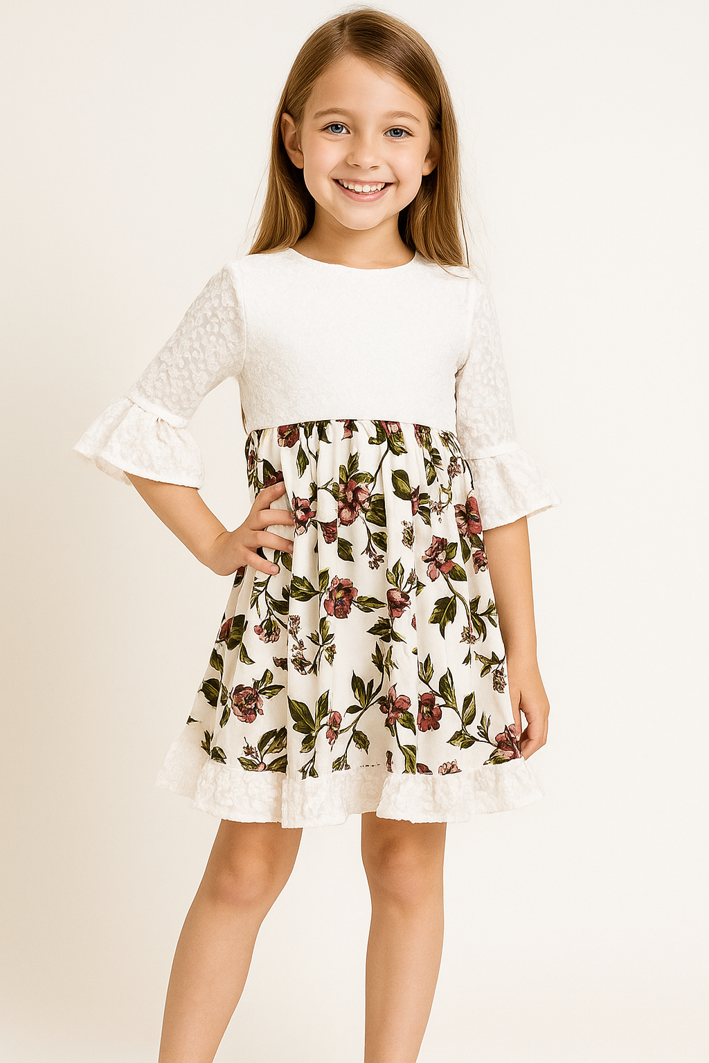 Cotton Embroidery Frock 1049 White
