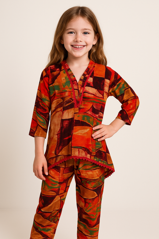 Printed Cotton Cord Set 1002