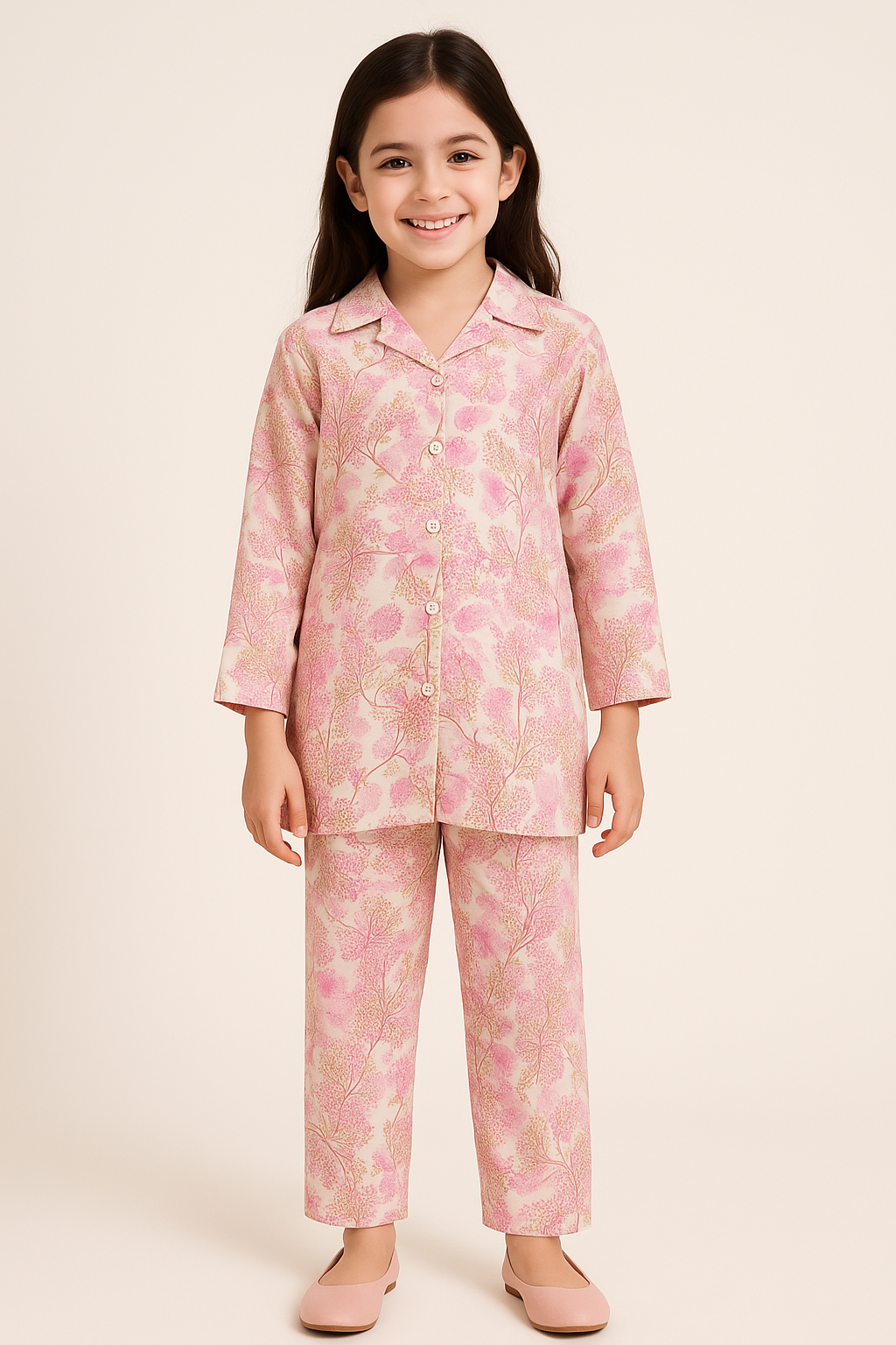 Cotton Printed Cord Set 1089 Pink