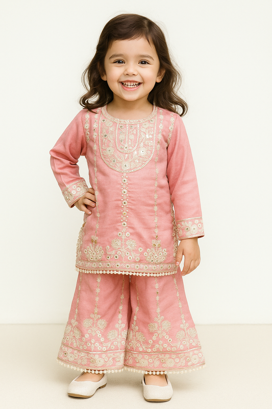 Cotton Embroidery Plazo Set 3313 Pink
