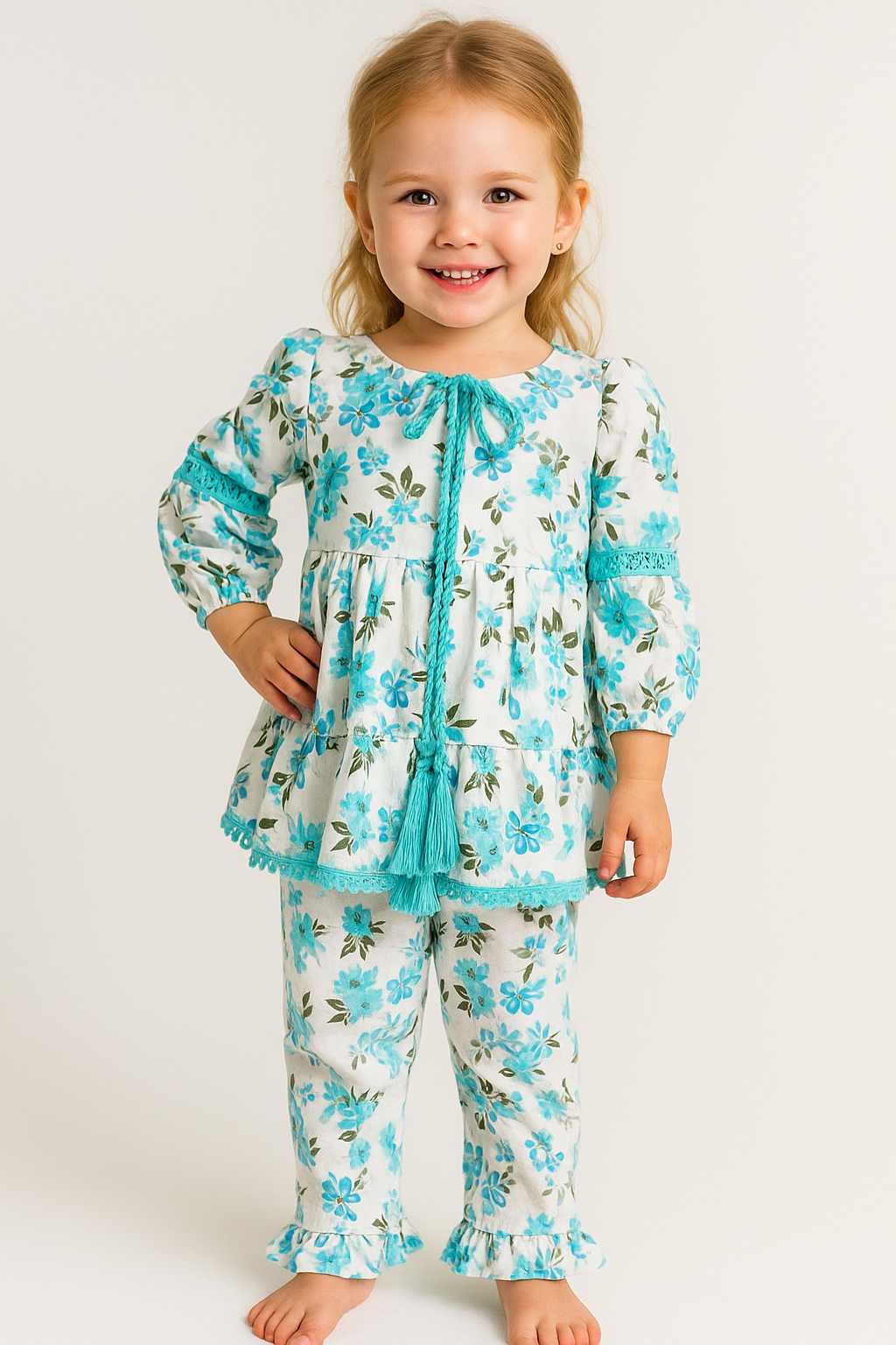 Cotton Printed Cord Set 1002 white