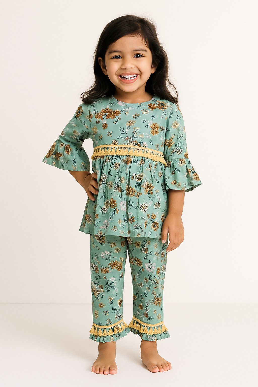 Cotton printed cord set 1003 Green