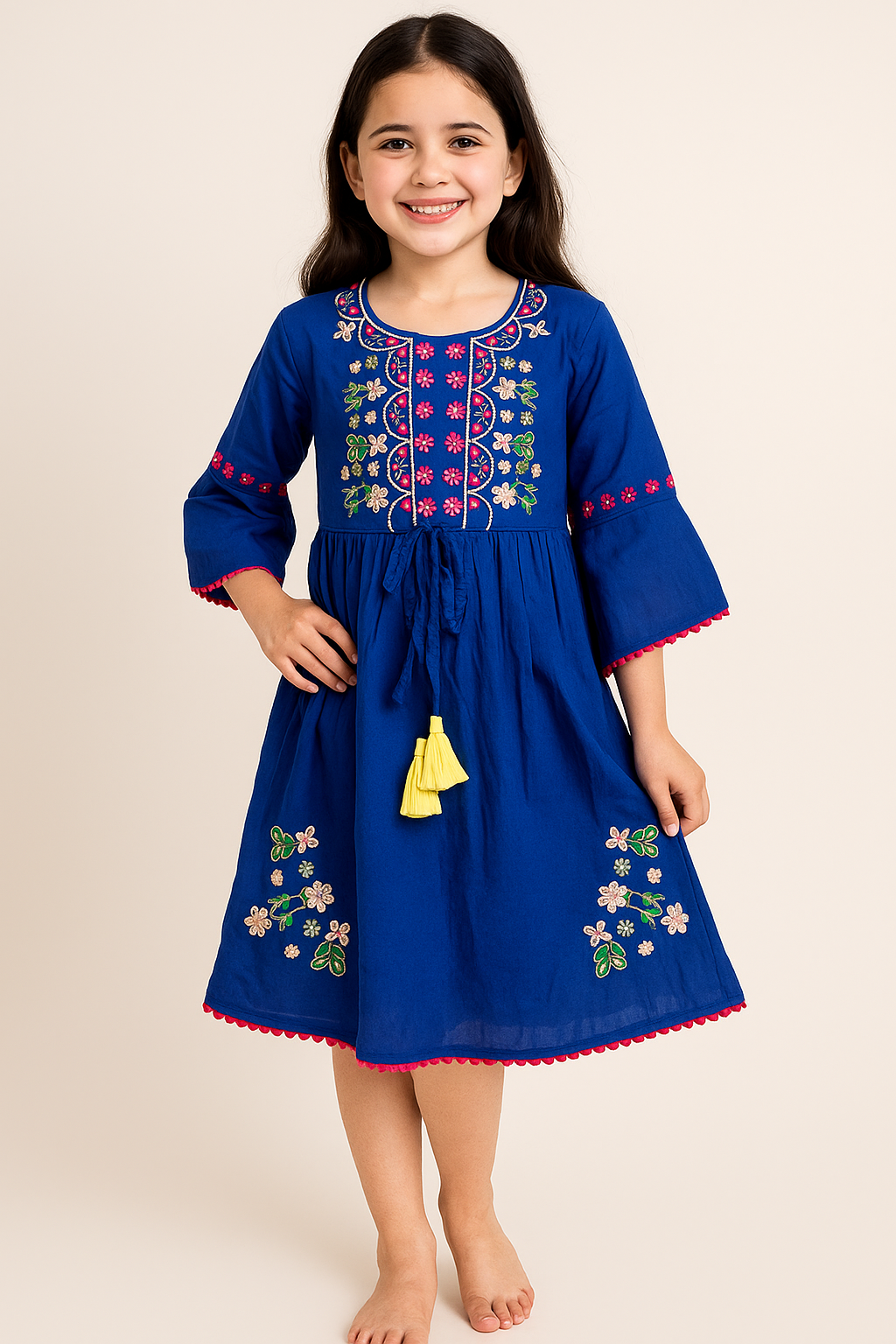 Cotton Embroidery Frock 1055 Blue