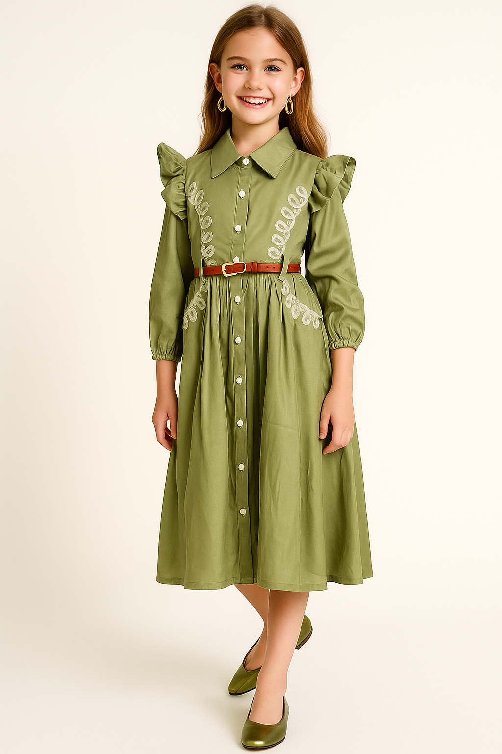 Cotton Embroidery Frock 1057 Green