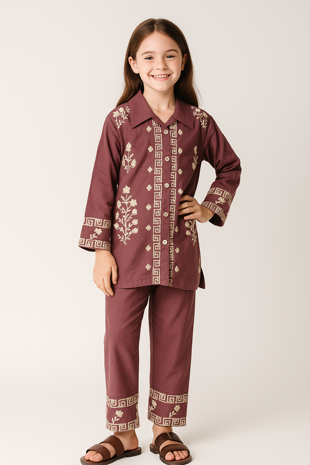 Cotton embroidery Cord Set 1111 Rust