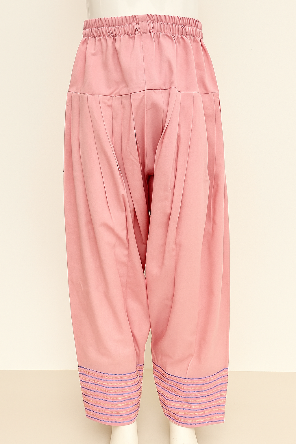 Cotton Embroidery Farshi Pants Kurti Set with dupatta 1119 Pink