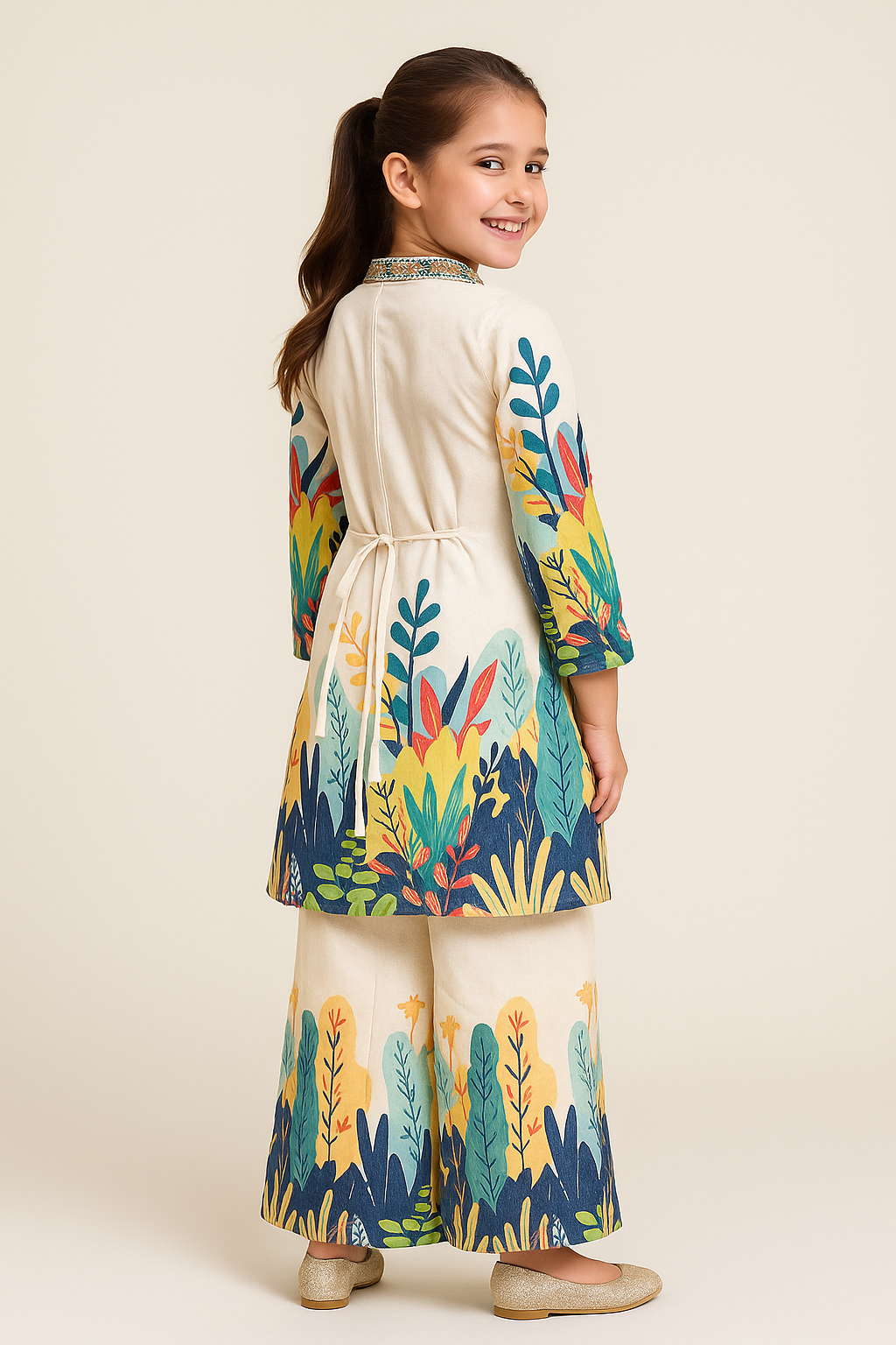 Cotton Printed Plazo Set 1120 Cream