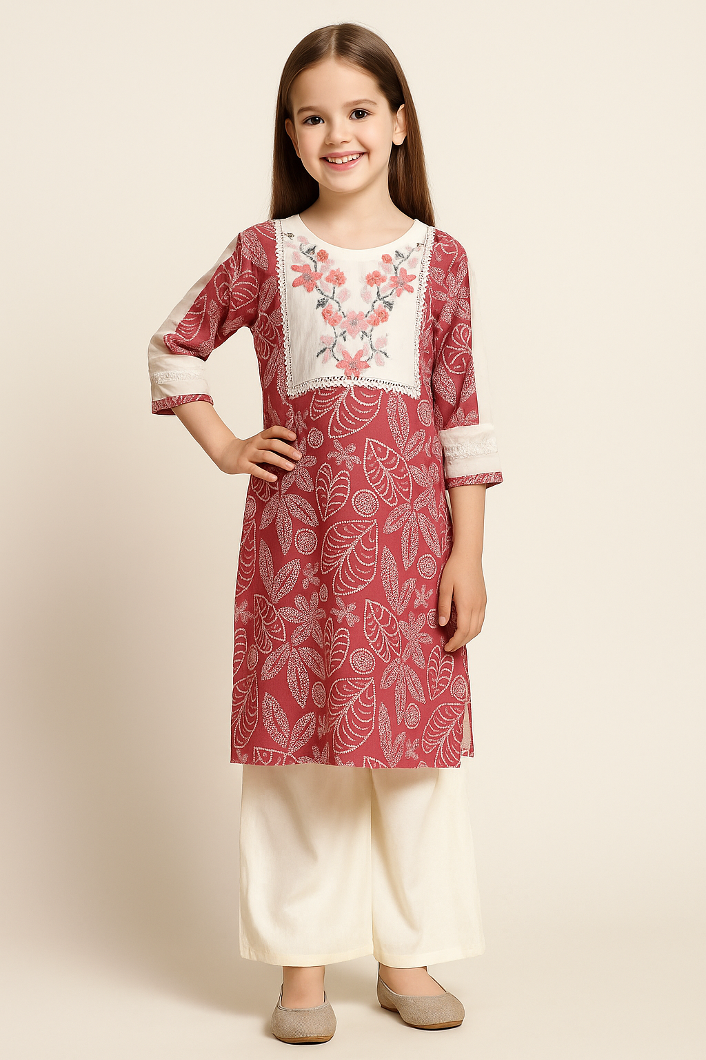 Cotton Printed Plazo Set With Dupatta 1121 Pink