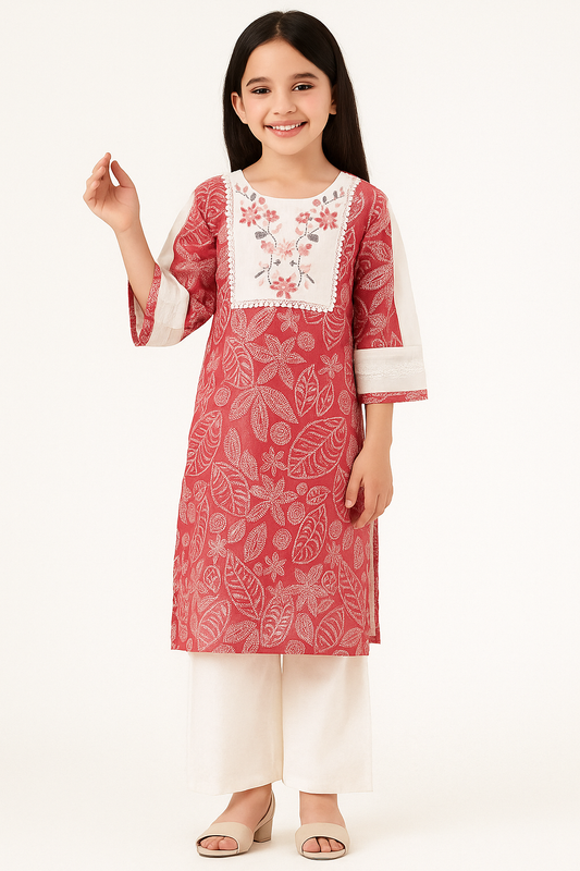 Cotton Printed Plazo Set With Dupatta 1121 Pink