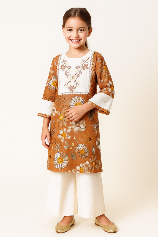 Cotton Printed Plazo Set With Dupatta 1122 Yellow