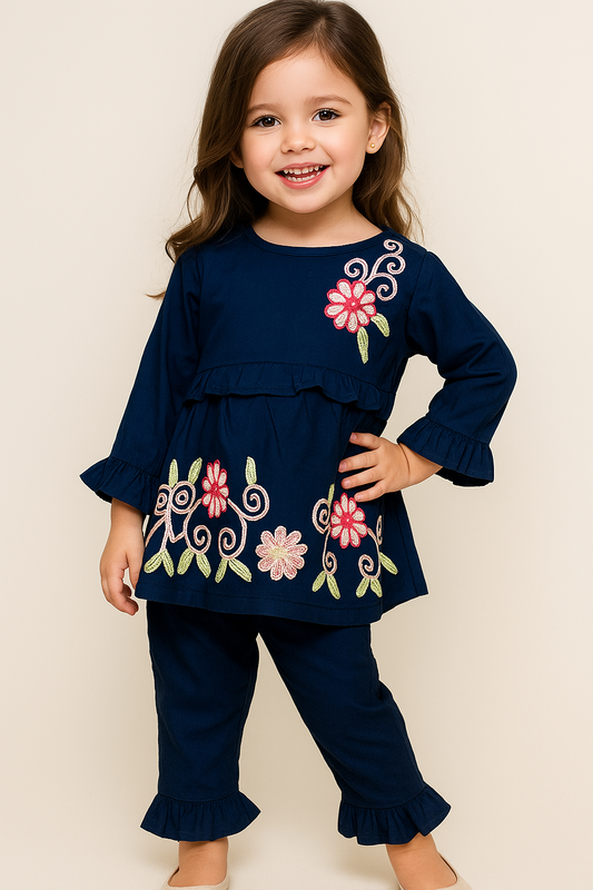 Cotton Embroidery Cord Set 1008 Navy Blue