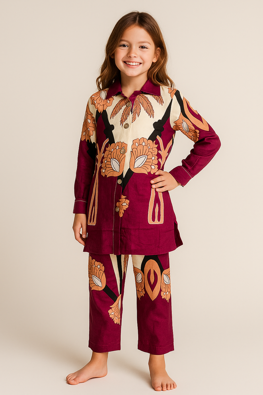 Cotton Printed Cord set 1139 Maroon