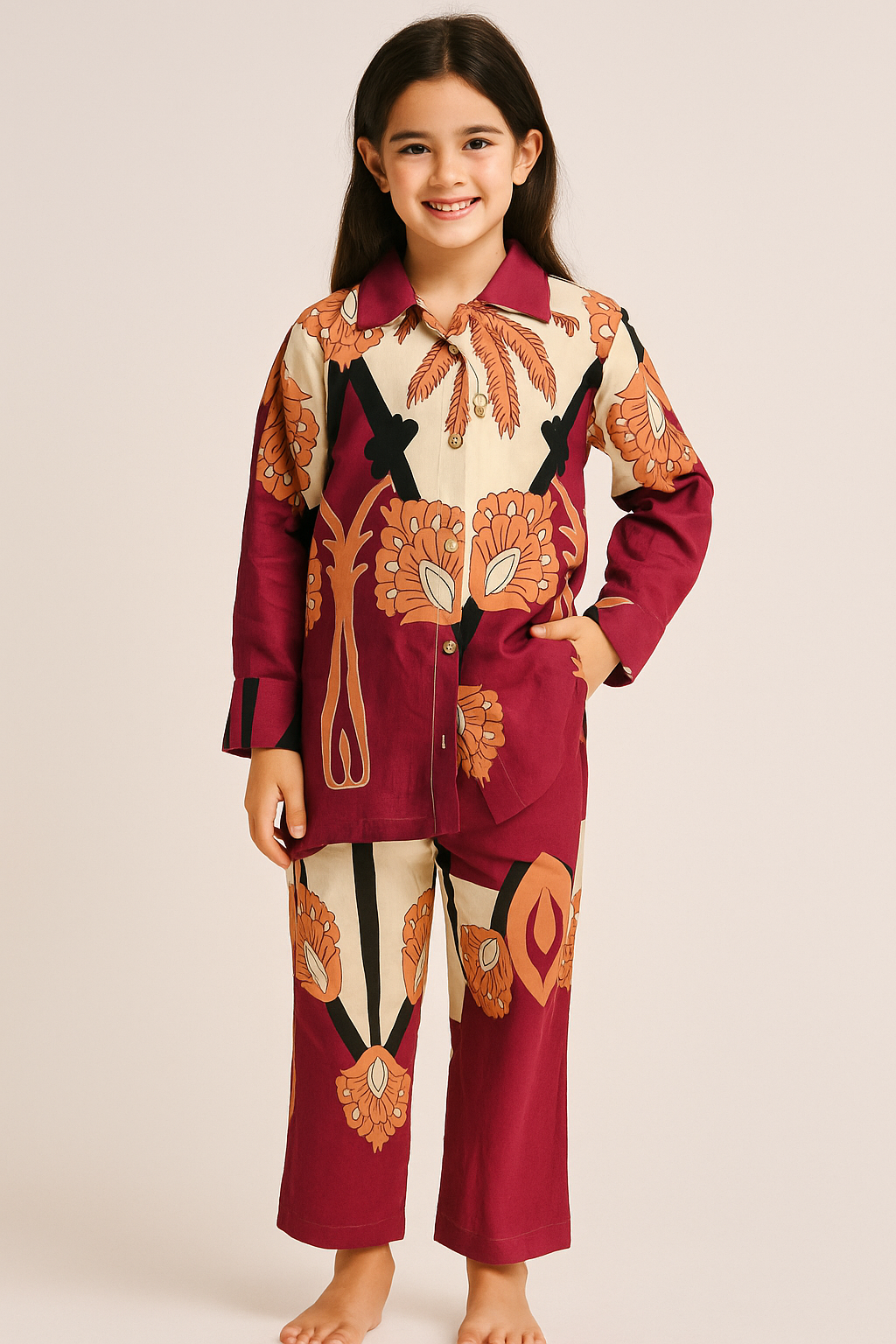 Cotton Printed Cord set 1139 Maroon