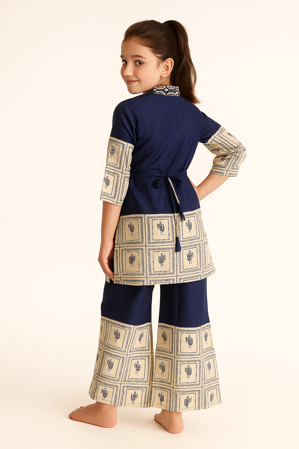 Cotton Printed Plazo Cord set 1145 Navy Blue