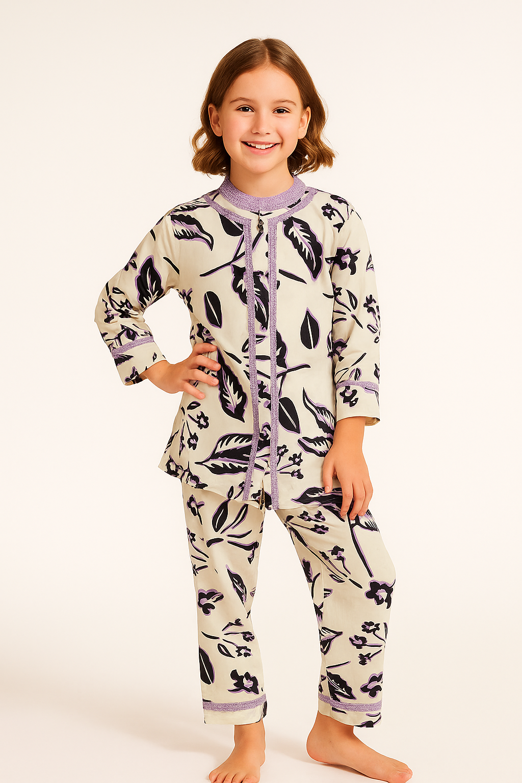Cotton Printed Cord Set 1153 Cream