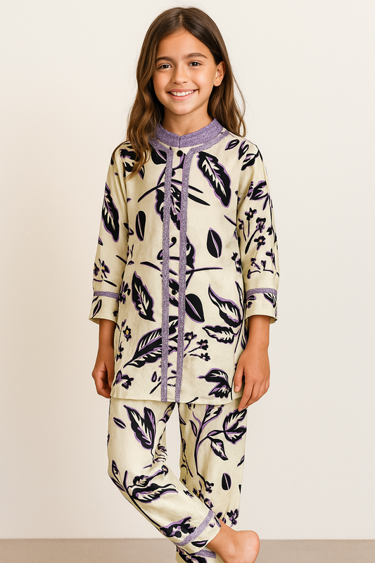 Cotton Printed Cord Set 1153 Cream