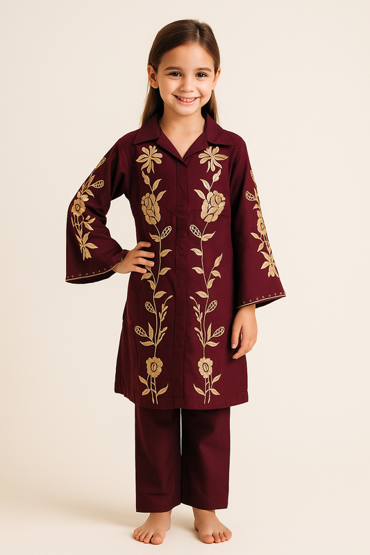 Cotton Embroidery Cord set 1158 Maroon
