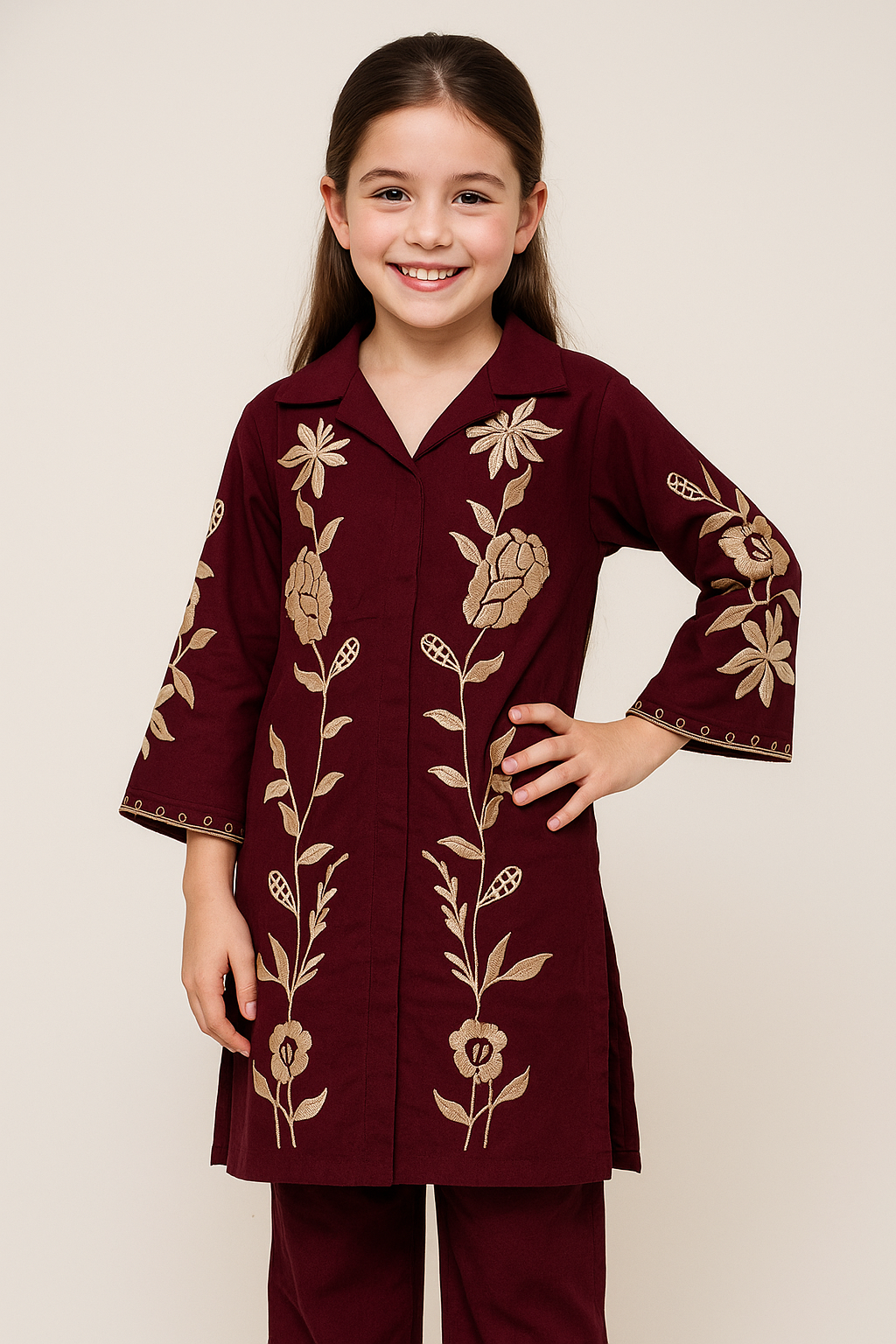 Cotton Embroidery Cord set 1158 Maroon