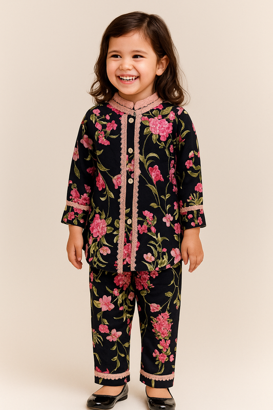 cotton Printed Cord Set 1163 Black