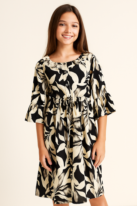 Cotton Printed Frock 1079 Black