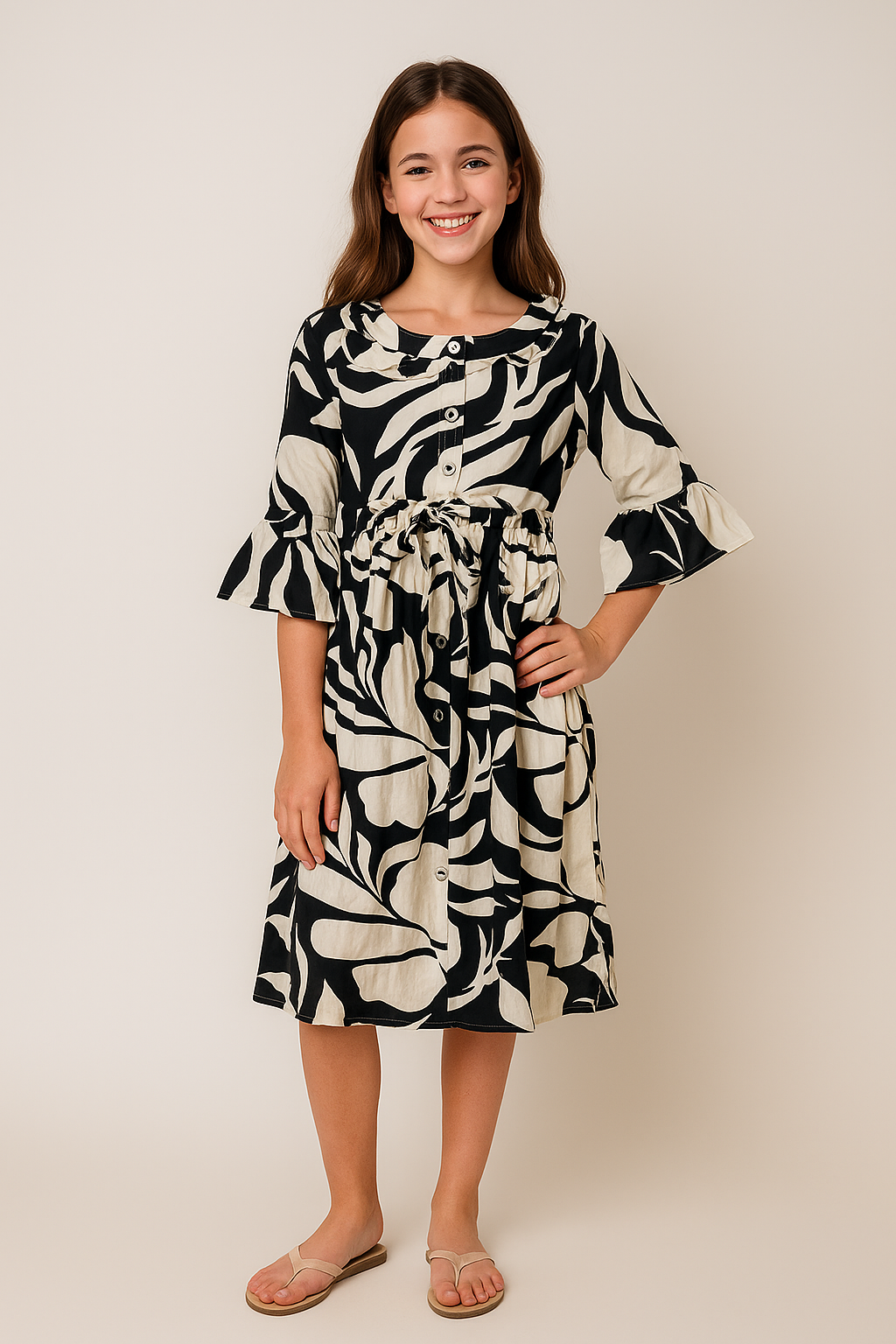 Cotton Printed Frock 1078 Black