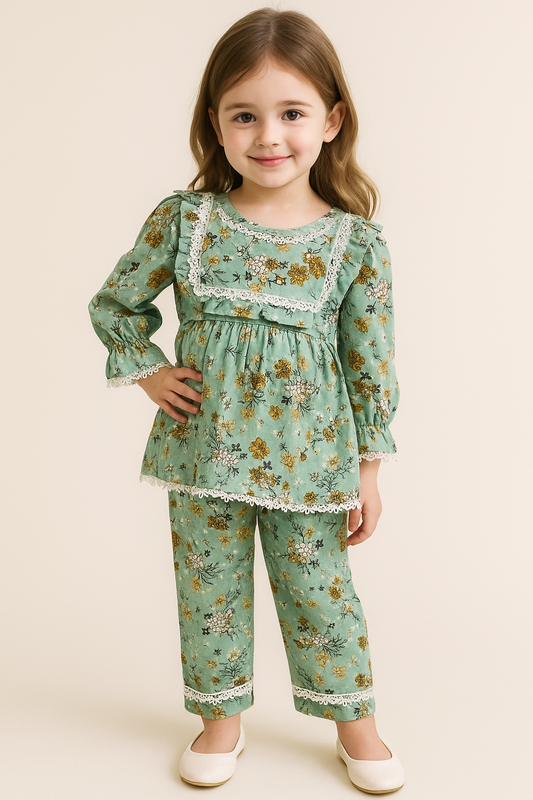 Cotton Printed Cord set 1009 Green