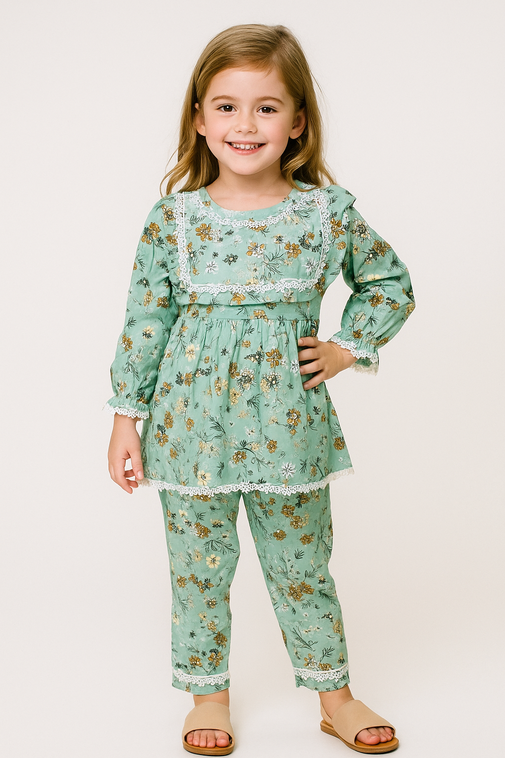 Cotton Printed Cord set 1009 Green