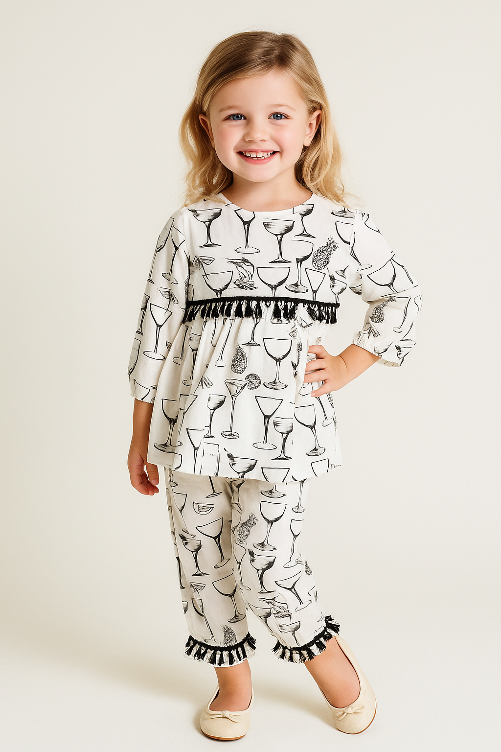 Cotton Printed Cord set 1010 White