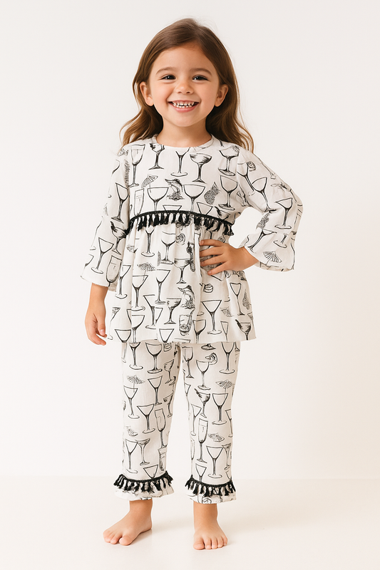 Cotton Printed Cord set 1010 White