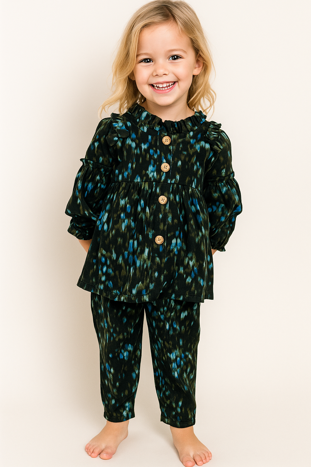Cotton Printed Cord set 1012 Black