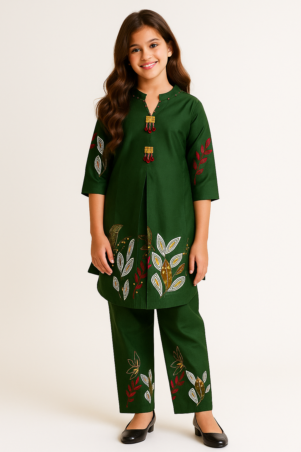 Cotton Embroidery Cord Set 1169 Green
