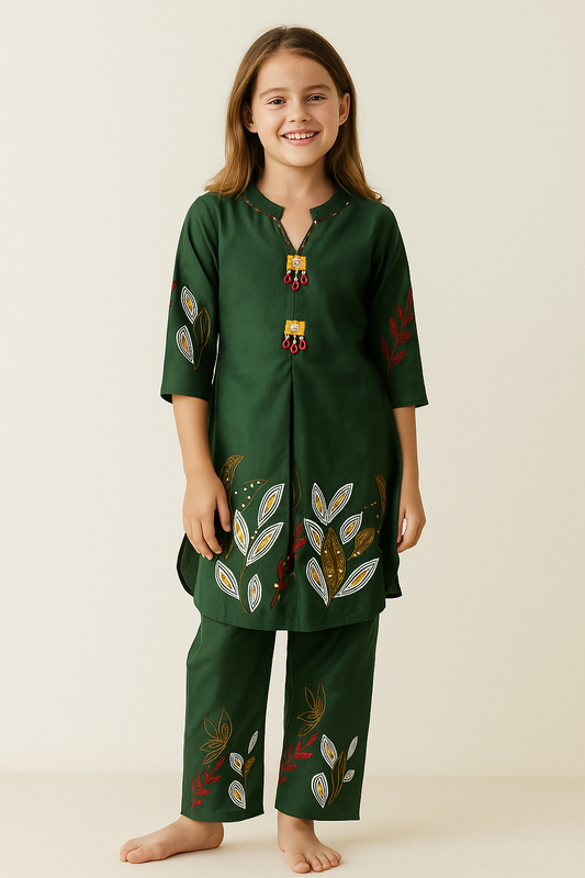 Cotton Embroidery Cord Set 1169 Green