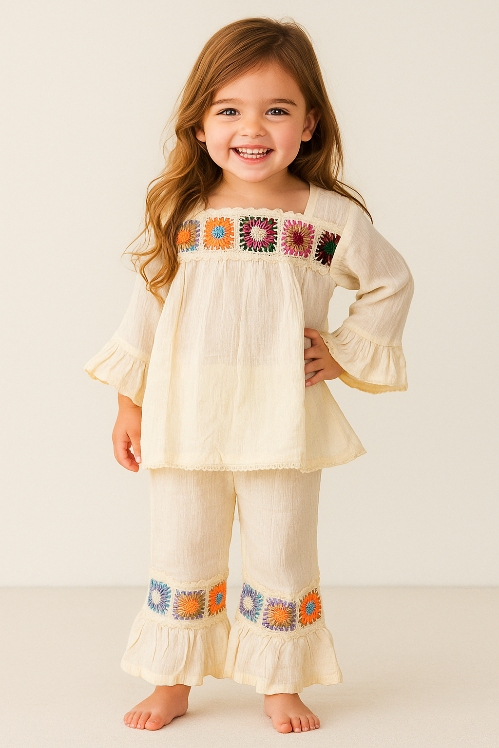 Cotton embroidery Cord Set 1015 Cream