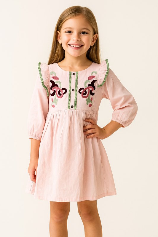 Cotton Embroidery Frock 1080 Pink