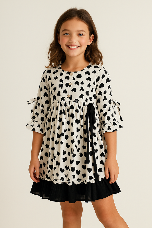 Cotton Printed frock 1085 White