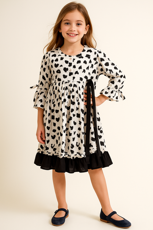 Cotton Printed frock 1085 White