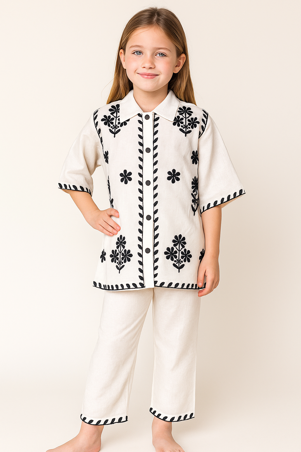 Cotton Embroidered Cord Set 1194 White