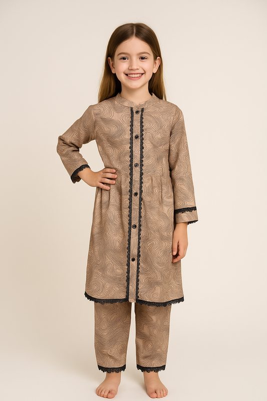 Cotton Printed Cord set 1202 Brown