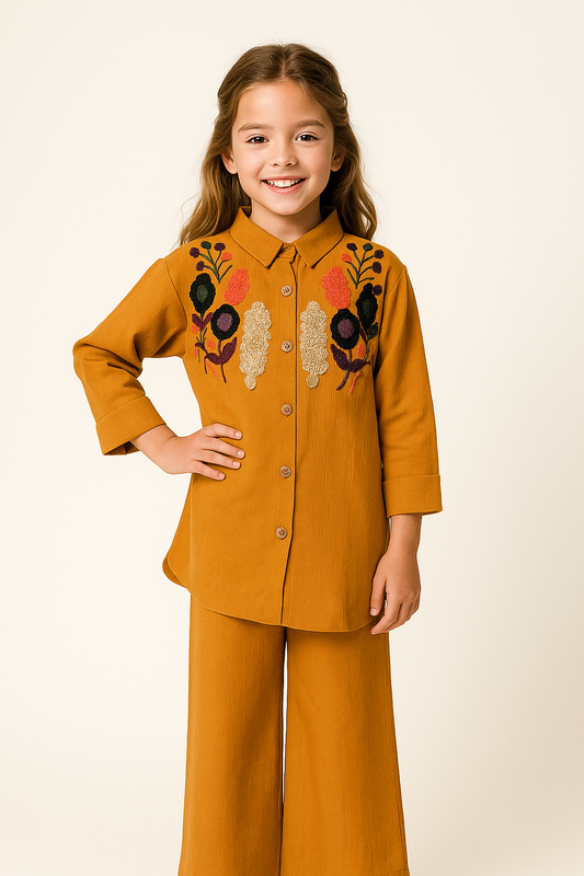 Cotton embroidery Cord Set 1201 Mustard