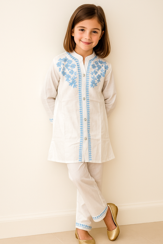 Cotton Embroidery Cord Set 1208 White